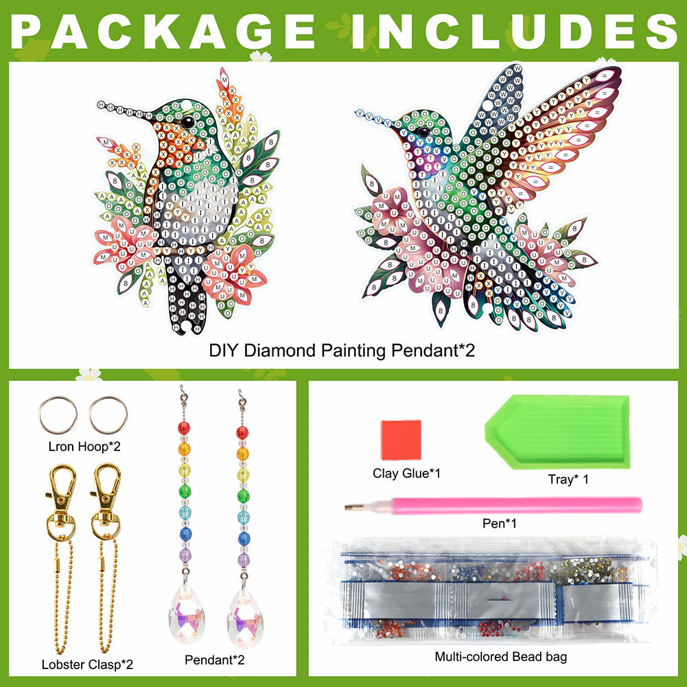 2Pcs 5D DIY Diamond Painting Sun Catcher Crystal Painting Ornaments for Adults