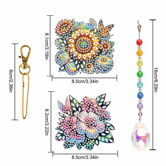 2Pcs 5D DIY Diamond Painting Sun Catcher Crystal Painting Ornaments for Adults