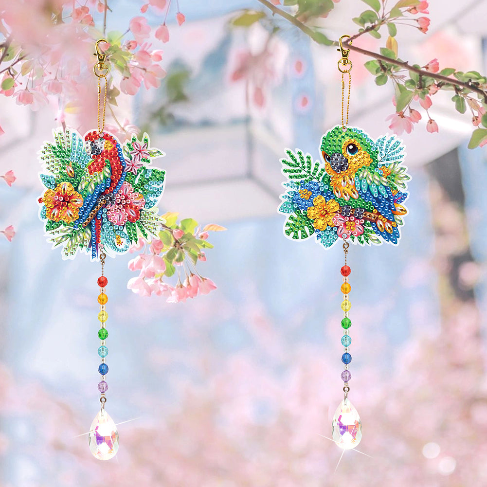 2Pcs 5D DIY Diamond Painting Sun Catcher Crystal Painting Ornaments for Adults