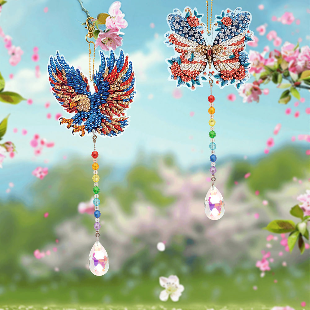 2Pcs 5D DIY Diamond Painting Sun Catcher Crystal Painting Ornaments for Adults