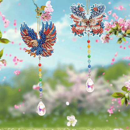 2Pcs 5D DIY Diamond Painting Sun Catcher Crystal Painting Ornaments for Adults
