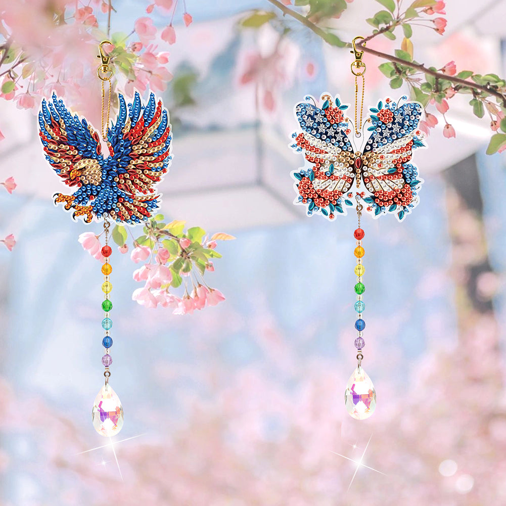 2Pcs 5D DIY Diamond Painting Sun Catcher Crystal Painting Ornaments for Adults