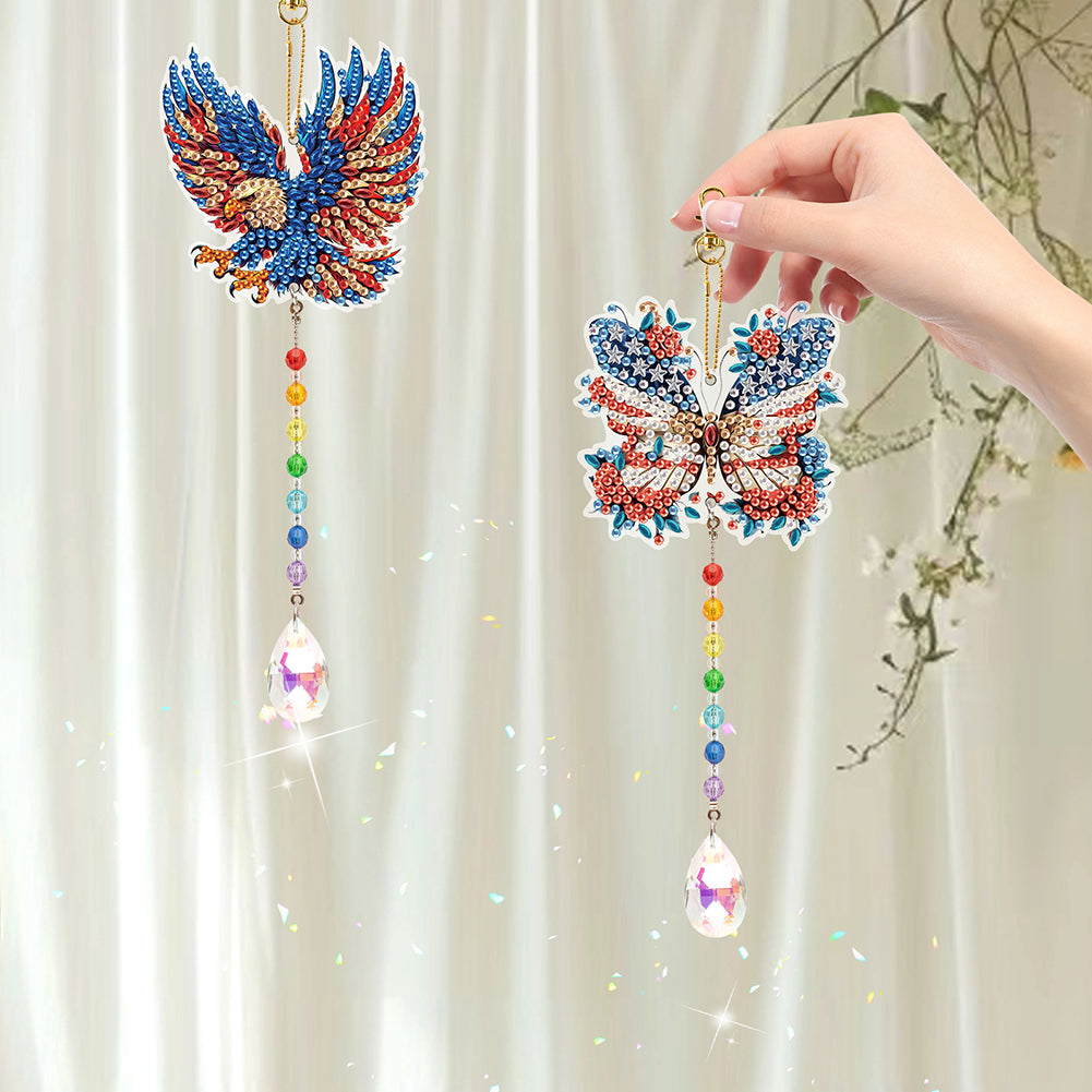 2Pcs 5D DIY Diamond Painting Sun Catcher Crystal Painting Ornaments for Adults