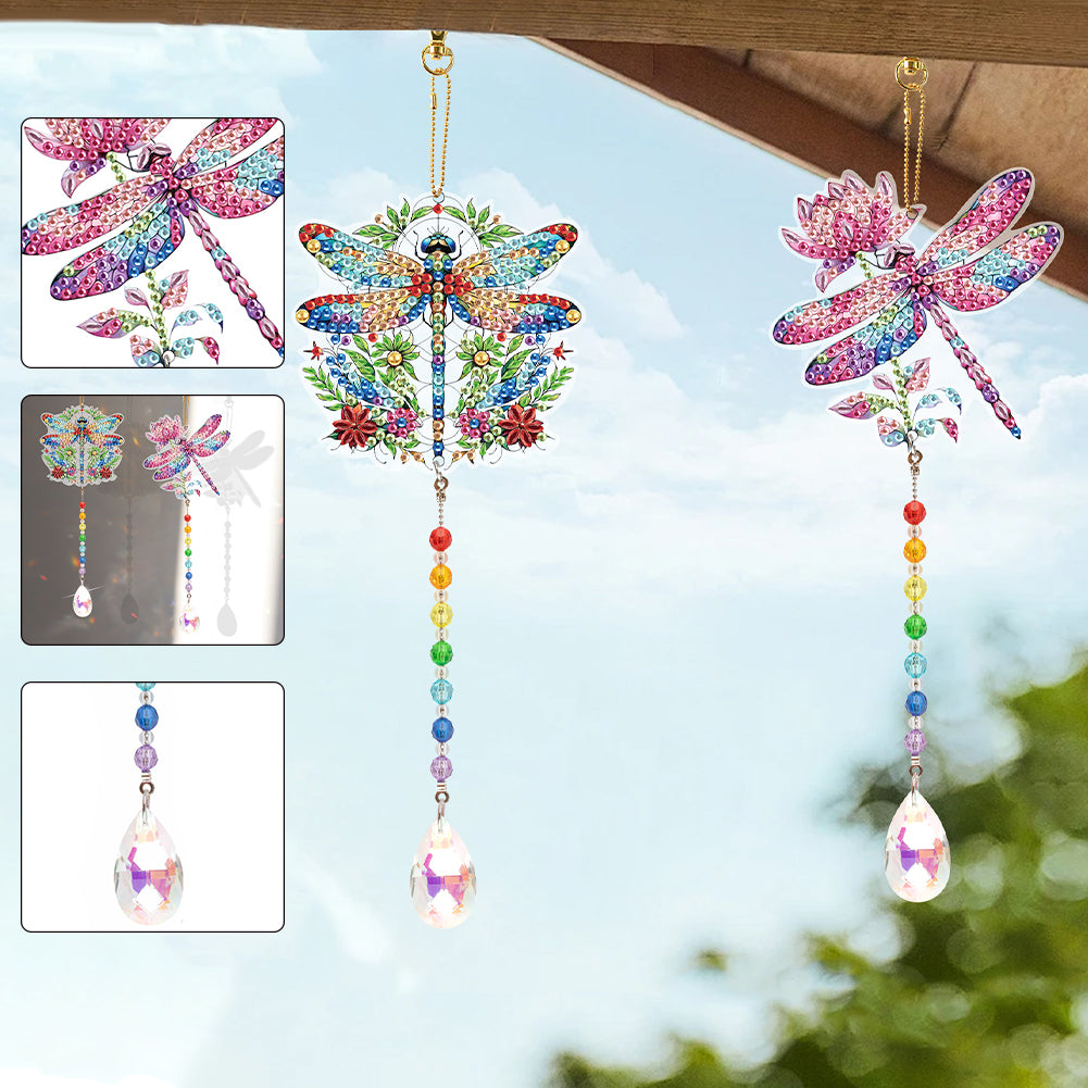 2Pcs 5D DIY Diamond Painting Sun Catcher Crystal Painting Ornaments for Adults