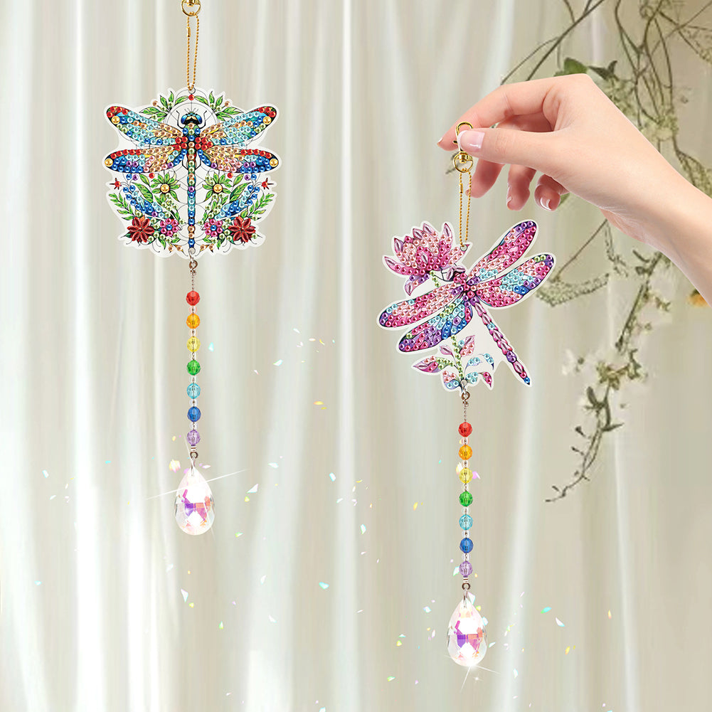 2Pcs 5D DIY Diamond Painting Sun Catcher Crystal Painting Ornaments for Adults