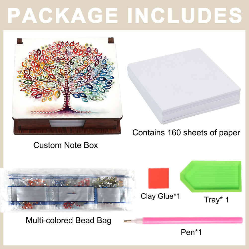 Animals Diamond Painting Notecard Box Gem Art Sticky Note Holder for Home Office