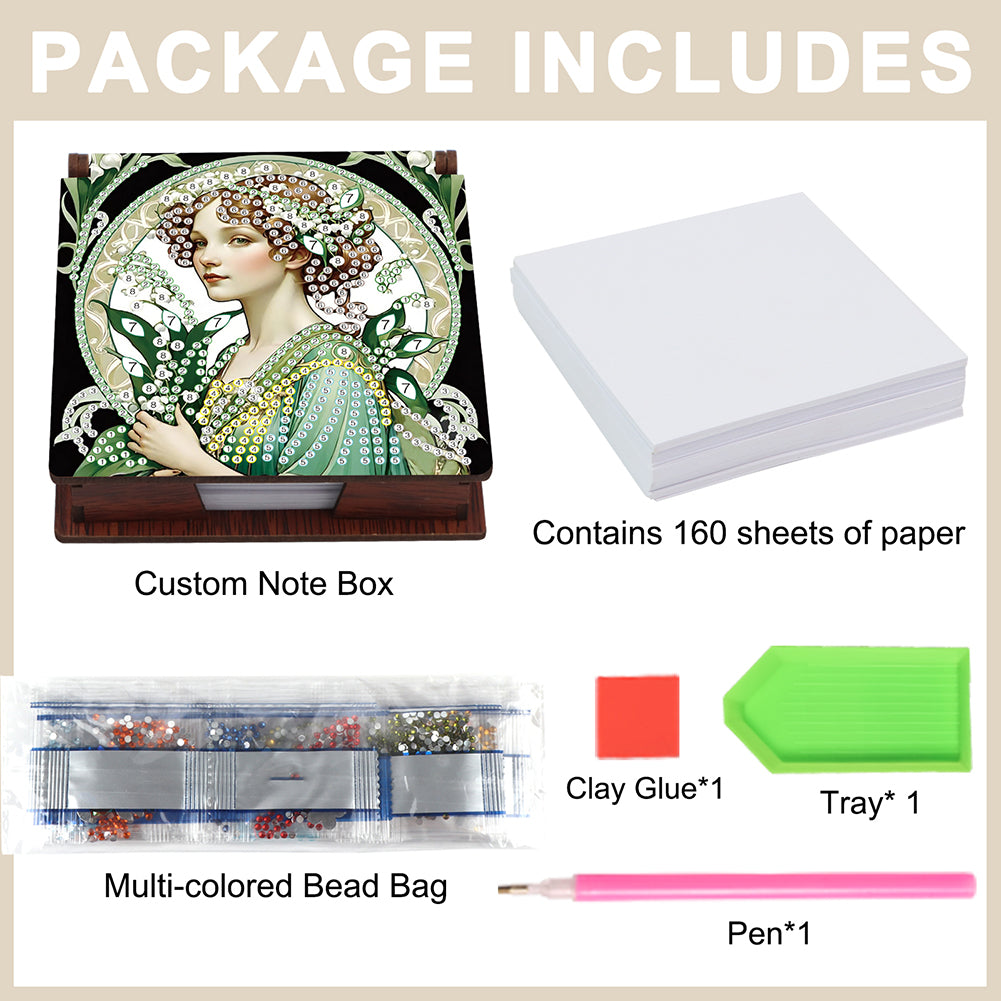Animals Diamond Painting Notecard Box Gem Art Sticky Note Holder for Home Office