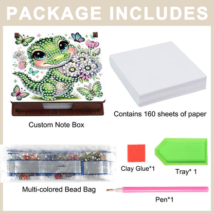 Animals Diamond Painting Notecard Box Gem Art Sticky Note Holder for Home Office
