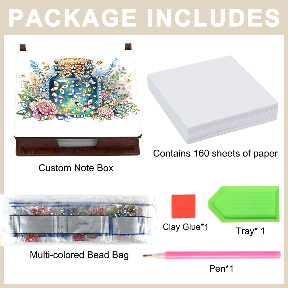 Animals Diamond Painting Notecard Box Gem Art Sticky Note Holder for Home Office