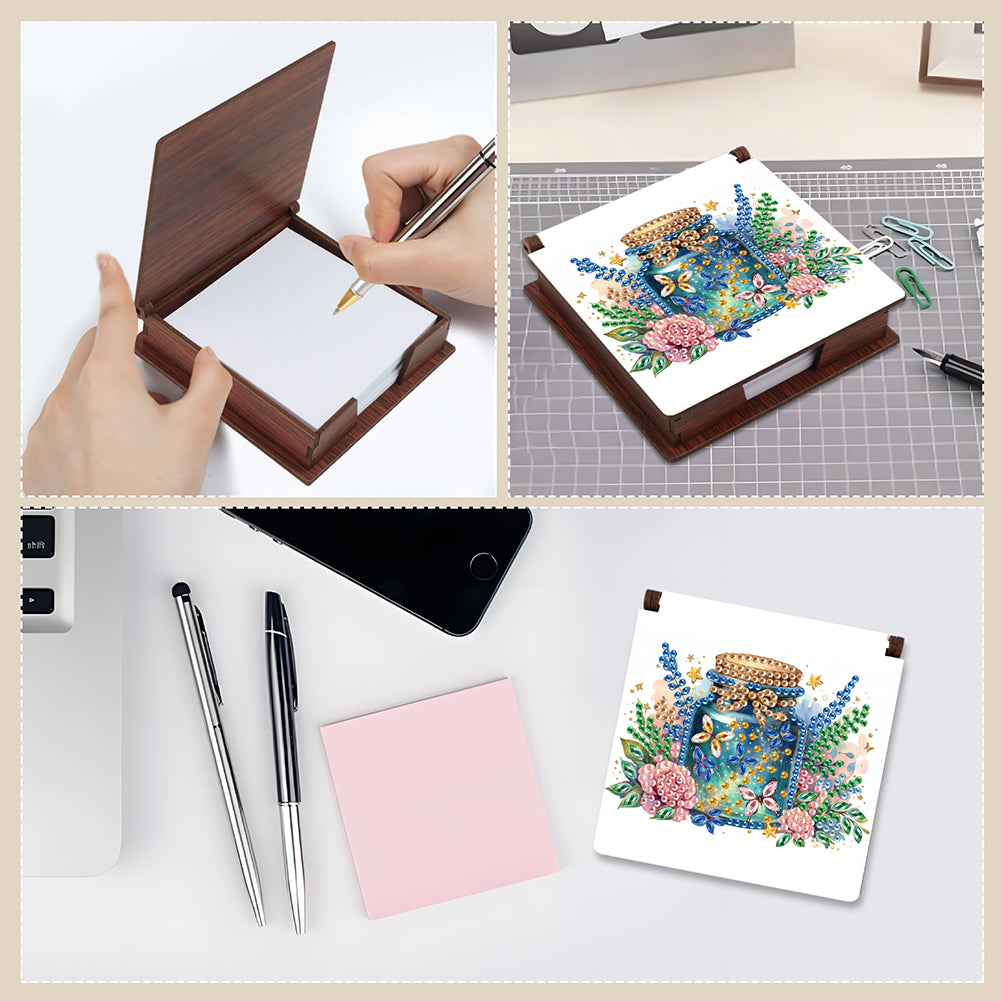 Animals Diamond Painting Notecard Box Gem Art Sticky Note Holder for Home Office
