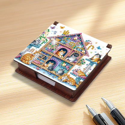 Animals Diamond Painting Notecard Box Gem Art Sticky Note Holder for Home Office