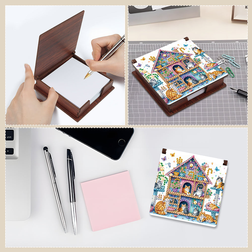 Animals Diamond Painting Notecard Box Gem Art Sticky Note Holder for Home Office