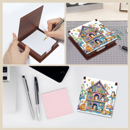 Animals Diamond Painting Notecard Box Gem Art Sticky Note Holder for Home Office