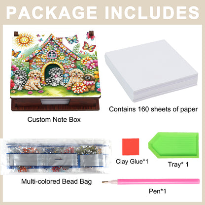 Animals Diamond Painting Notecard Box Gem Art Sticky Note Holder for Home Office
