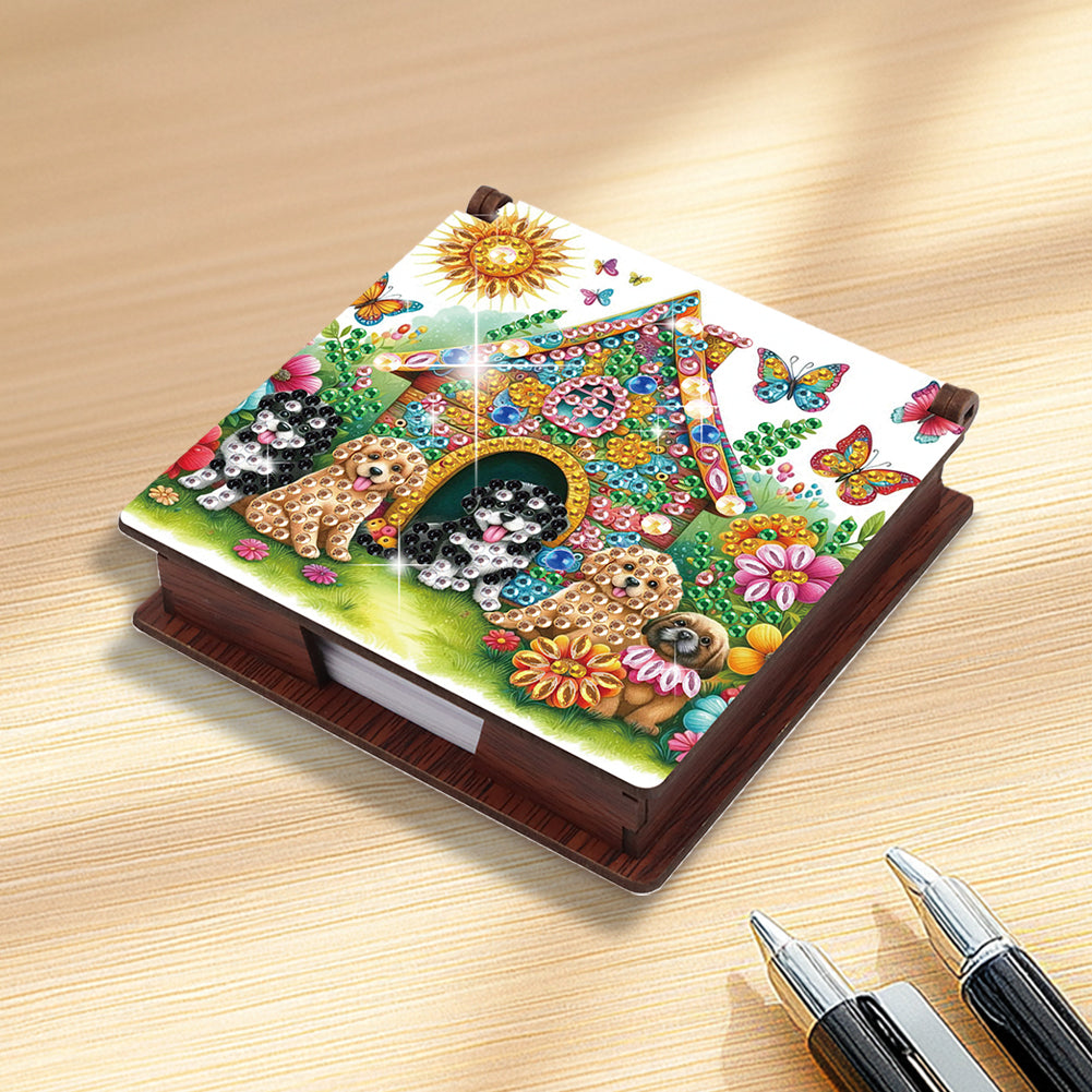 Animals Diamond Painting Notecard Box Gem Art Sticky Note Holder for Home Office