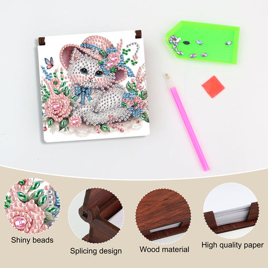 Animals Diamond Painting Notecard Box Gem Art Sticky Note Holder for Home Office