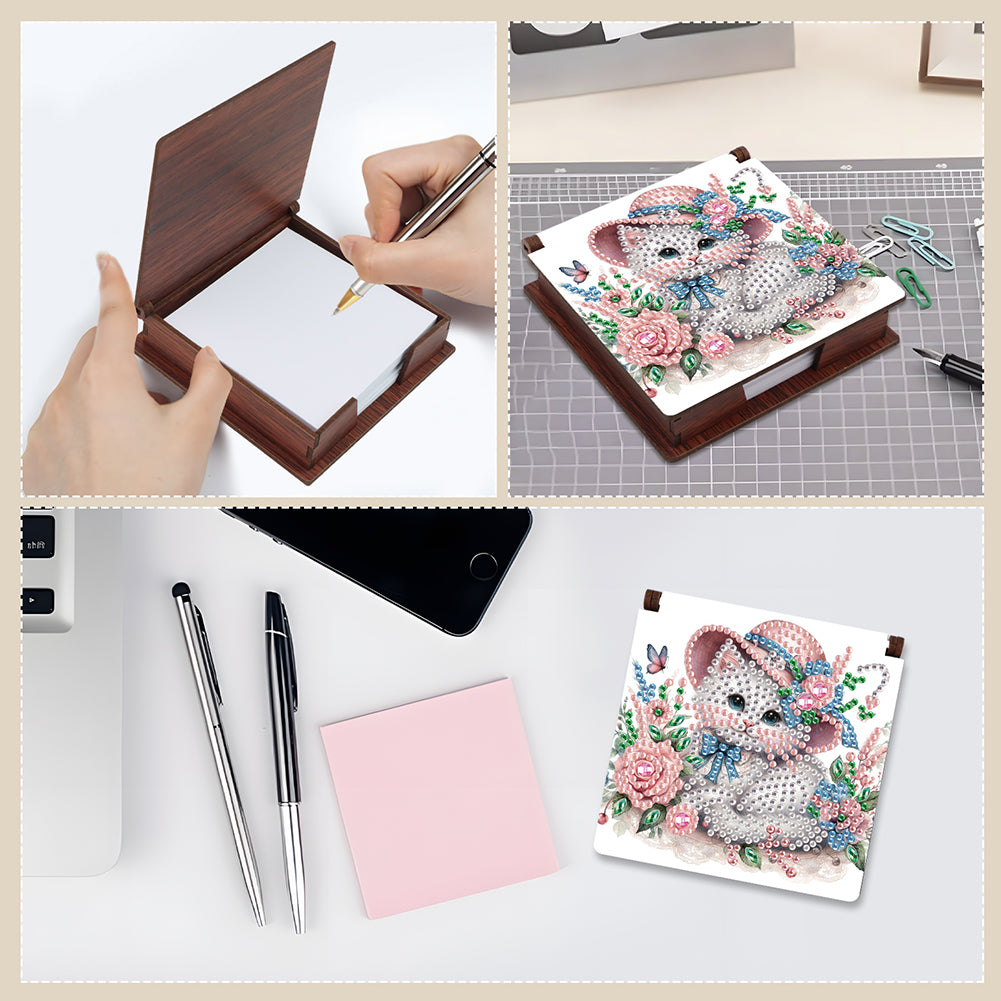 Animals Diamond Painting Notecard Box Gem Art Sticky Note Holder for Home Office