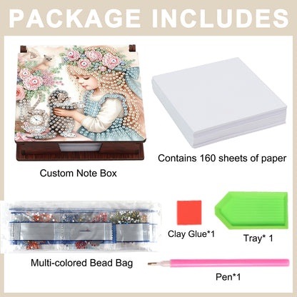 Animals Diamond Painting Notecard Box Gem Art Sticky Note Holder for Home Office