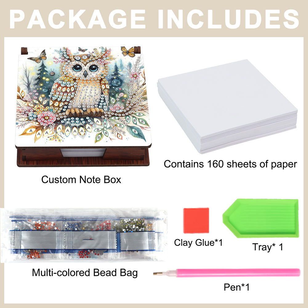 Animals Diamond Painting Notecard Box Gem Art Sticky Note Holder for Home Office