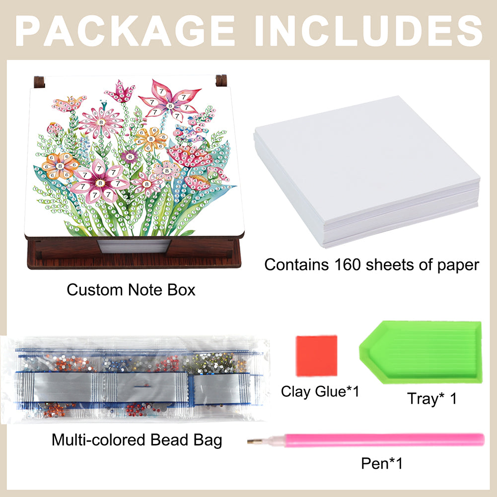 Animals Diamond Painting Notecard Box Gem Art Sticky Note Holder for Home Office
