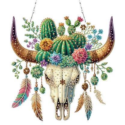 Acrylic Special Shape Horn Cactus Rhinestone Diamond Art Pendants for Art Crafts