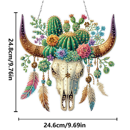 Acrylic Special Shape Horn Cactus Rhinestone Diamond Art Pendants for Art Crafts