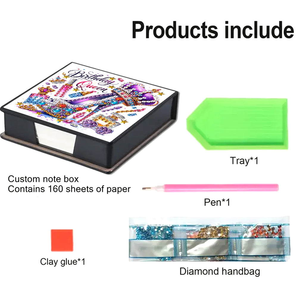 Animals Diamond Painting Notecard Box Gem Art Sticky Note Holder for Home Office