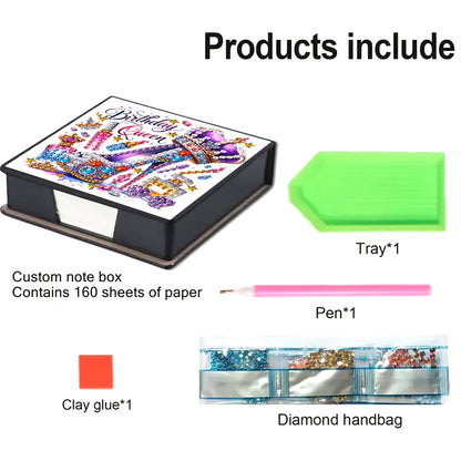 Animals Diamond Painting Notecard Box Gem Art Sticky Note Holder for Home Office