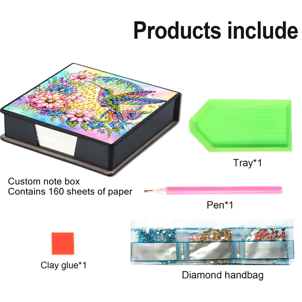 Animals Diamond Painting Notecard Box Gem Art Sticky Note Holder for Home Office