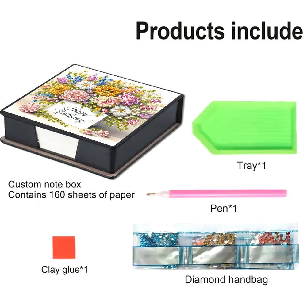 Animals Diamond Painting Notecard Box Gem Art Sticky Note Holder for Home Office