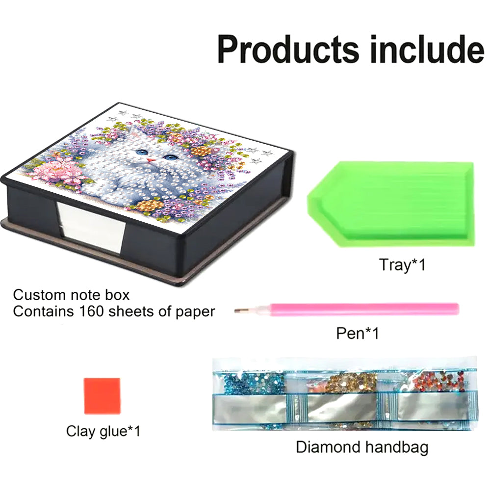 Animals Diamond Painting Notecard Box Gem Art Sticky Note Holder for Home Office