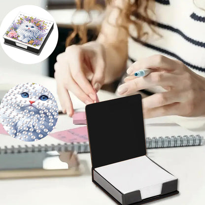 Animals Diamond Painting Notecard Box Gem Art Sticky Note Holder for Home Office
