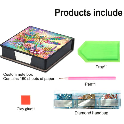 Animals Diamond Painting Notecard Box Gem Art Sticky Note Holder for Home Office