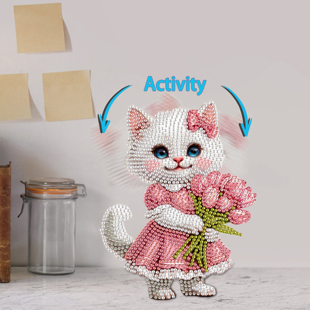 Acrylic Shaking Head Animal Desktop Diamond Art Kits Cat Dog Bedroom Table Decor