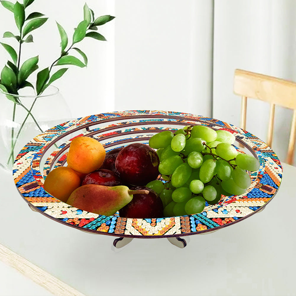 Diamond Painting Wooden Serving Tray Decorative Diamond Painting Dining Plate
