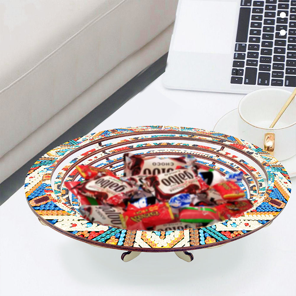Diamond Painting Wooden Serving Tray Decorative Diamond Painting Dining Plate