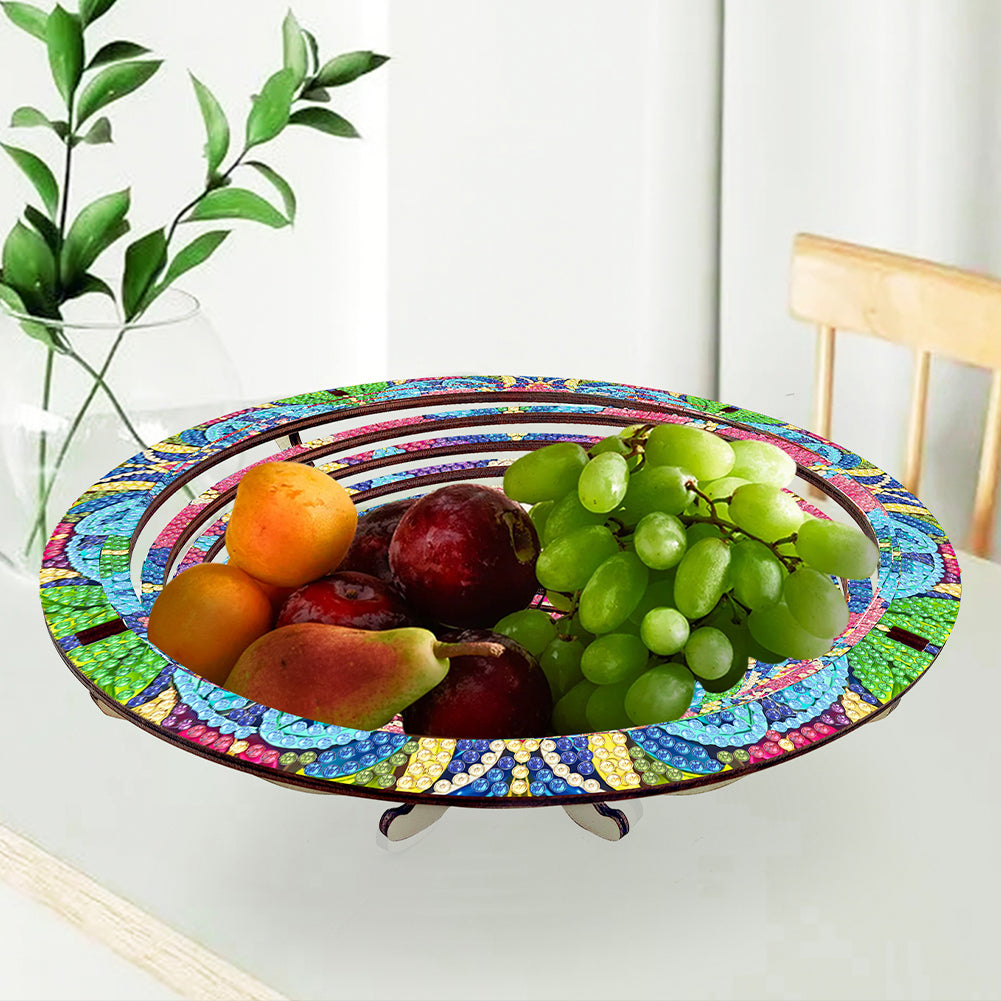 Diamond Painting Wooden Serving Tray Decorative Diamond Painting Dining Plate