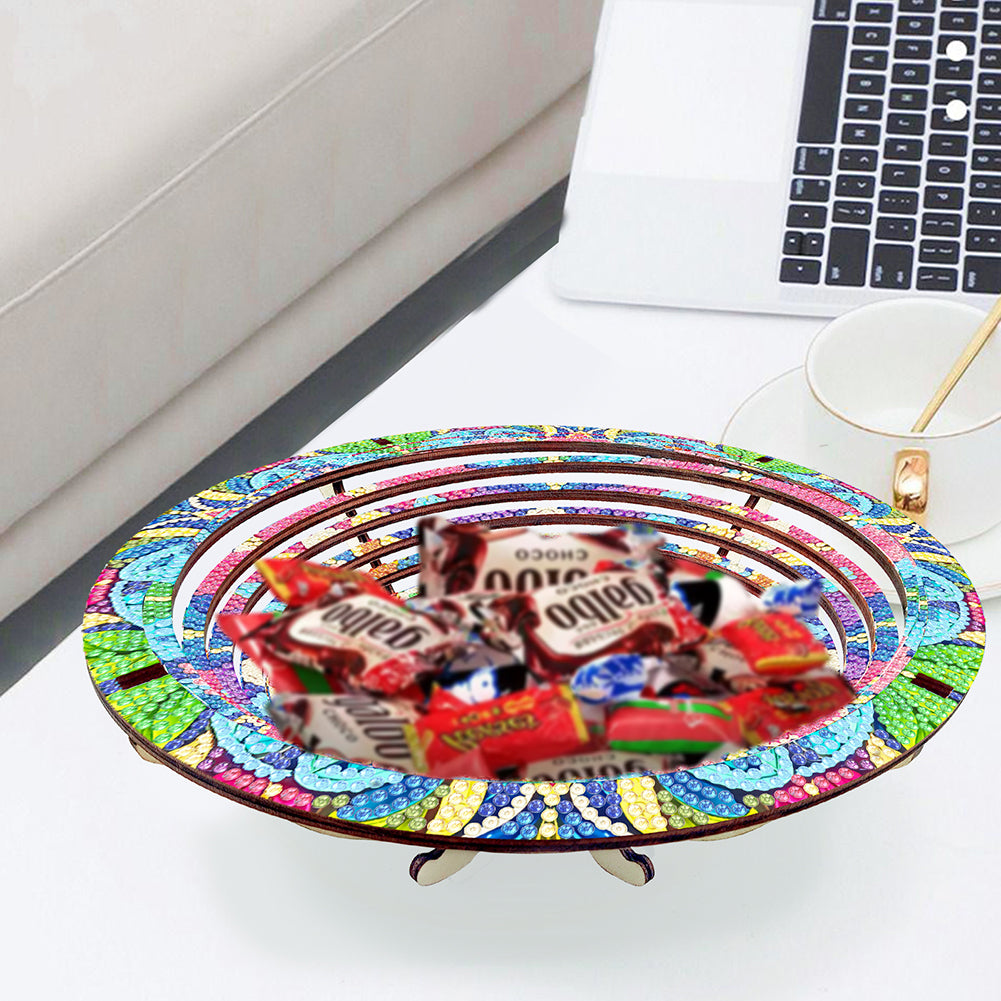 Diamond Painting Wooden Serving Tray Decorative Diamond Painting Dining Plate