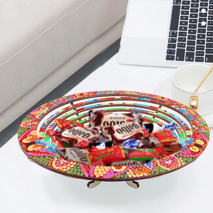 Diamond Painting Wooden Serving Tray Decorative Diamond Painting Dining Plate