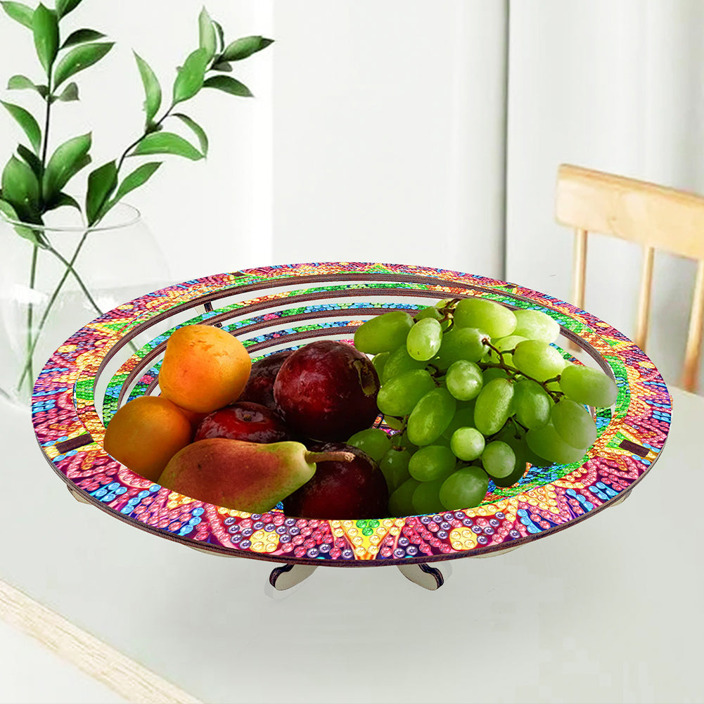 Diamond Painting Wooden Serving Tray Decorative Diamond Painting Dining Plate