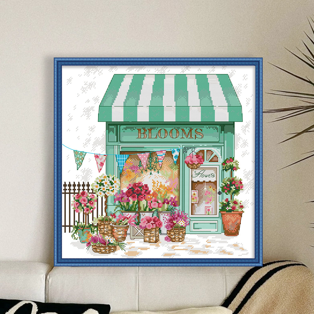 Flower Shop - 14CT Stamped Cross Stitch 38*37CM(Joy Sunday)