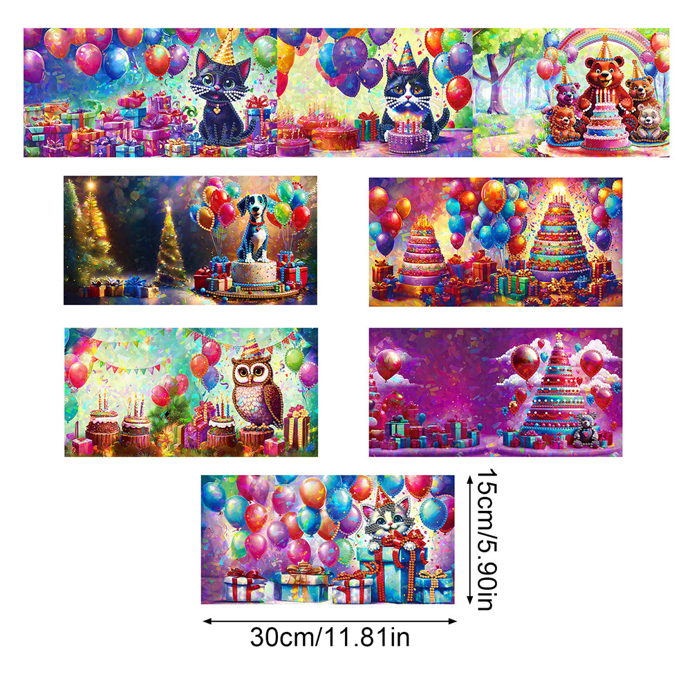 8Pcs Flower Envelope Rhinestone Painting Card Kit Diamond Painting Greeting Card