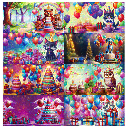 8Pcs Flower Envelope Rhinestone Painting Card Kit Diamond Painting Greeting Card
