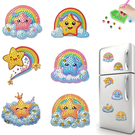 6Pcs Diamond Painting Refrigerator Magnets Diamond Art Kits for Adults Beginners