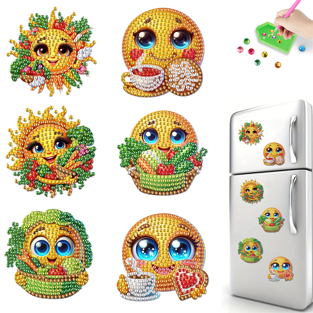 6Pcs Diamond Painting Refrigerator Magnets Diamond Art Kits for Adults Beginners