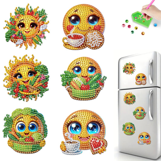 6Pcs Diamond Painting Refrigerator Magnets Diamond Art Kits for Adults Beginners