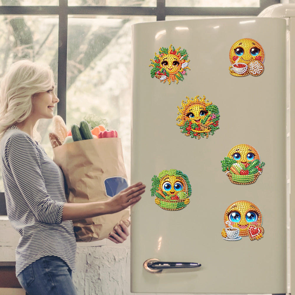 6Pcs Diamond Painting Refrigerator Magnets Diamond Art Kits for Adults Beginners