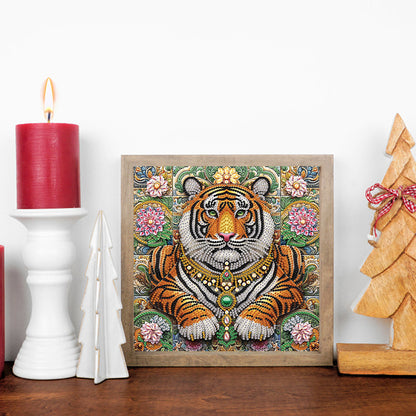 Lion In The Flower Bush - Special Shaped Drill Diamond Painting 30*30CM