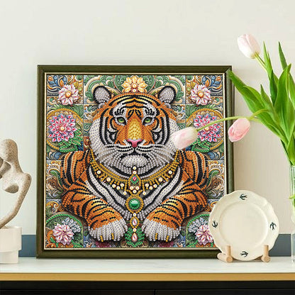 Lion In The Flower Bush - Special Shaped Drill Diamond Painting 30*30CM