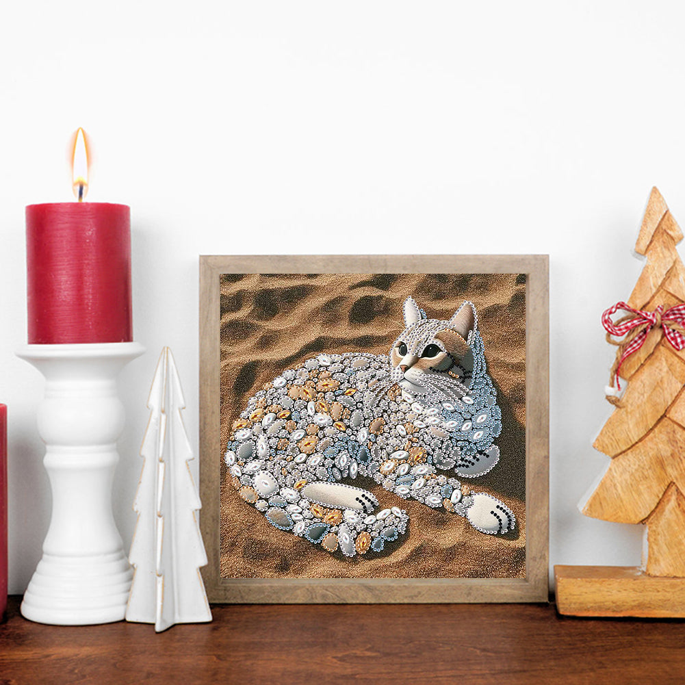 Abstract Pebble Cat - Special Shaped Drill Diamond Painting 30*30CM